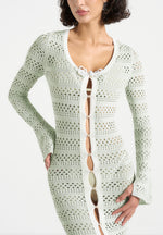 Aria - Pointelle Knit Cover Up - Sage/White
