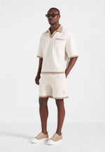 Brice - Boxy Crochet Detail Polo Shirt - Cream