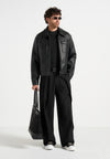 Charles - Relaxed Fit Wrap Leg Tailored Trousers - Black