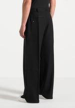 Charles - Relaxed Fit Wrap Leg Tailored Trousers - Black