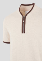 Clement - Crew Neck Zip Polo Shirt - Cream