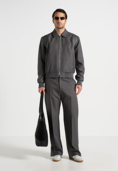 Denis - Tailored Varsity Jacket - Grey