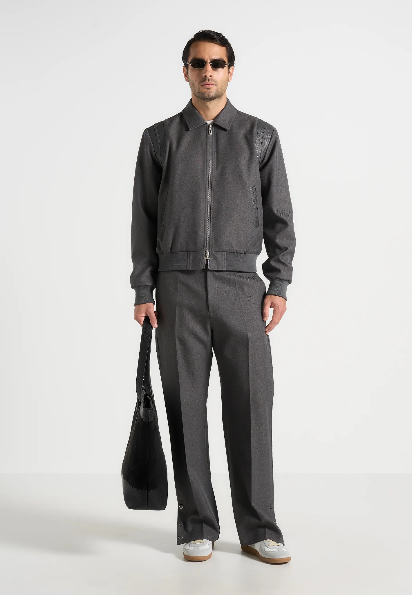 Boris - Relaxed Fit Tailored Button Cuff Trousers - Grey 