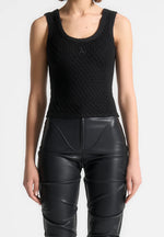 Pearl - Eiffel Knitted Tank Top - Black