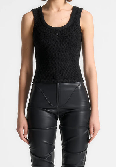 Pearl - Eiffel Knitted Tank Top - Black