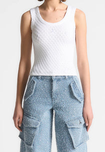 Pearl - Eiffel Knitted Tank Top - White