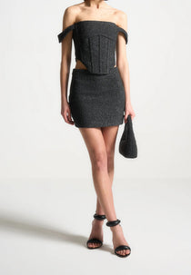 Boucle Mini Skirt - Black