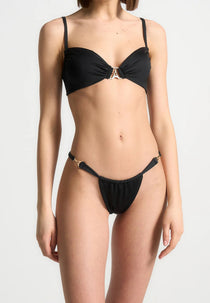 Eiffel Ruched Bikini Bottoms - Black
