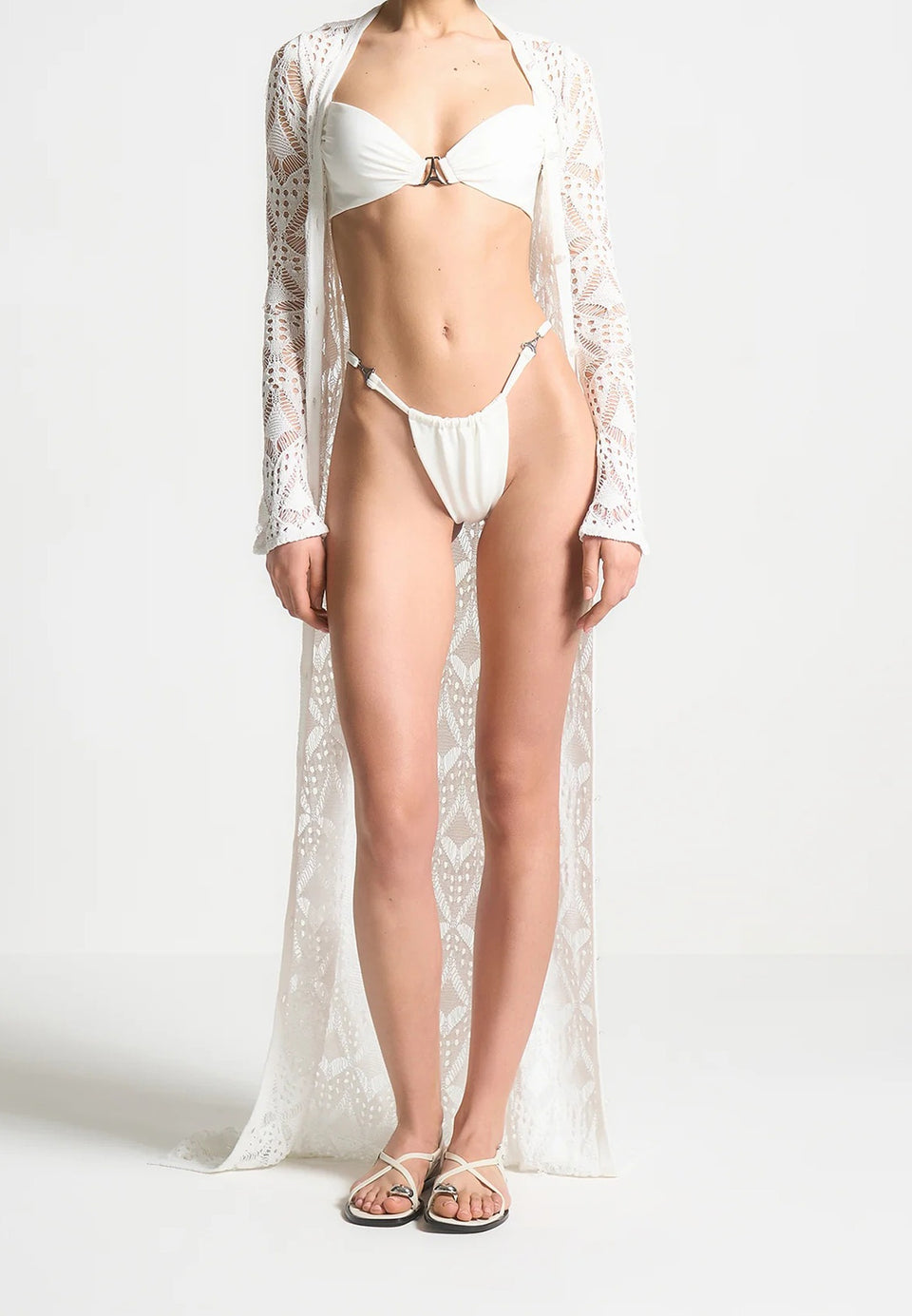 Eiffel Ruched Bikini Bottoms - Off White