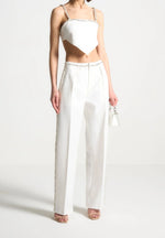Patricia - Embellished Tailored Trousers - White