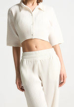 Mona - Pleated Cropped Shirt - Off White