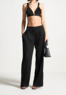Pleated Eiffel Bralette - Black