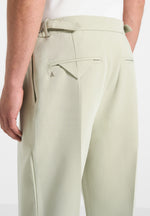 Pierre - Relaxed Fit Hatched Tailored Trousers - Sage