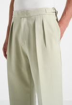 Pierre - Relaxed Fit Hatched Tailored Trousers - Sage
