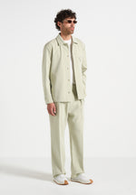 Pierre - Relaxed Fit Hatched Tailored Trousers - Sage