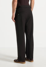 Pierre - Relaxed Fit Textured Pleated Tailored Trousers - Dark Brown