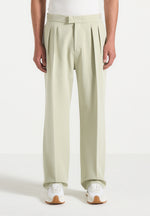 Pierre - Relaxed Fit Hatched Tailored Trousers - Sage