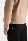 Maxime - Suede Zip Jacket With Contrast Stitch - Beige