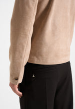 Maxime - Suede Zip Jacket With Contrast Stitch - Beige