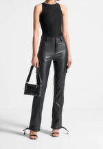 Adele - Suede Racer Neck Bodysuit - Black