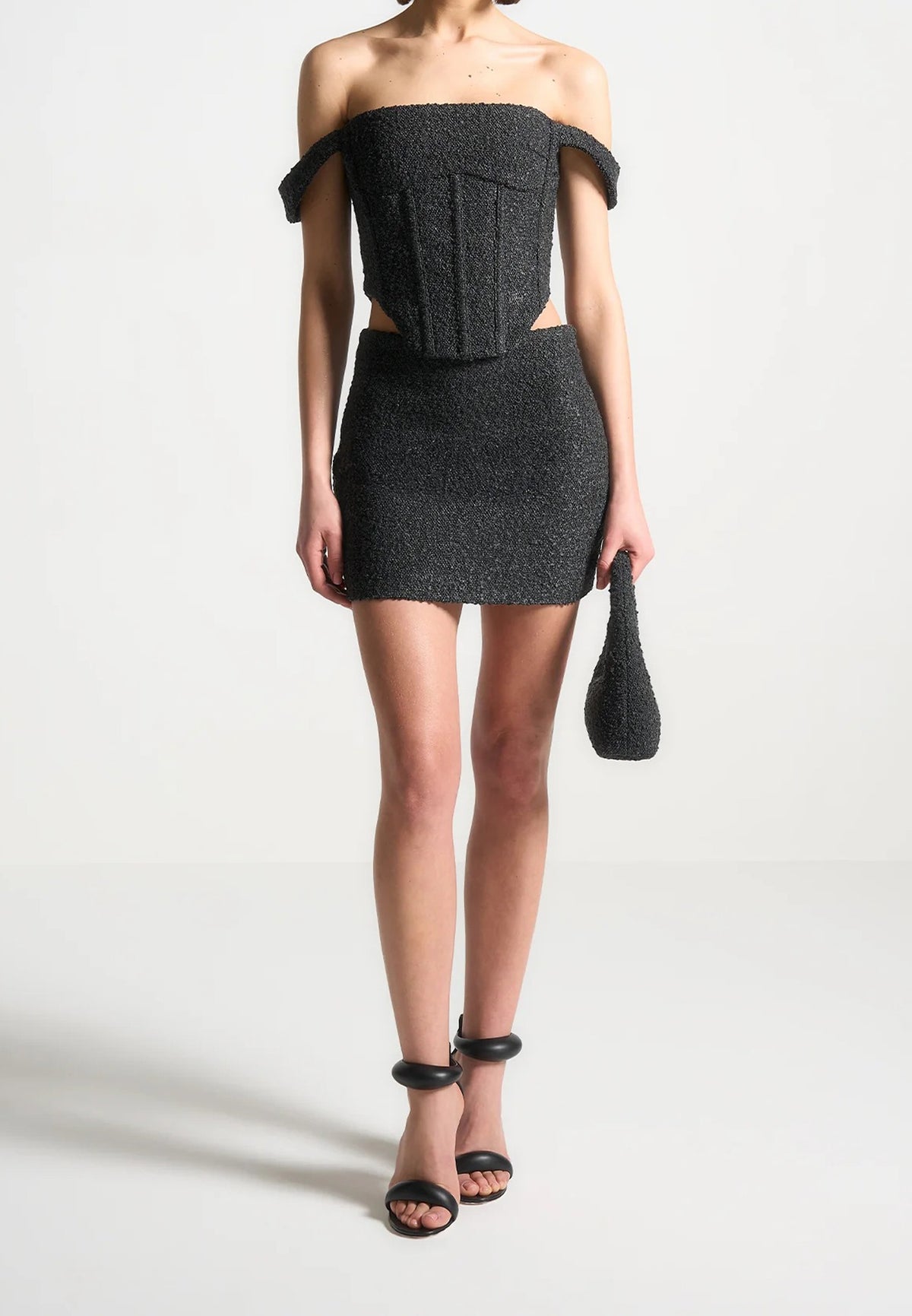 Bonnie - Boucle Bardot Corset Top - Black