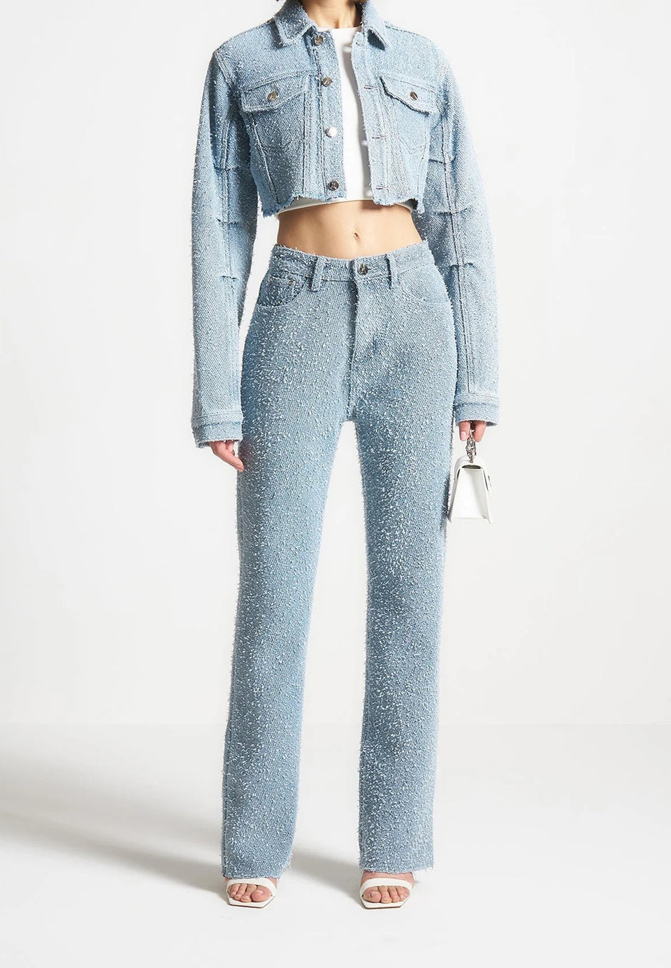 Sara - Boucle Straight Leg Jeans - Light Blue