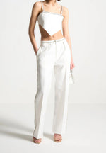 Eloise - Embellished Strap Handkerchief Top - White