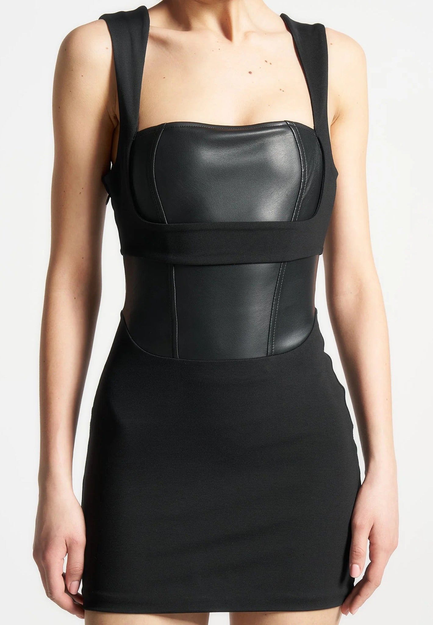 Layered Corset Mini Dress - Black 