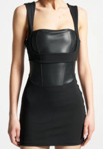 Layered Corset Mini Dress - Black