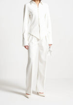 Sonia - Pinstripe Angled Shirt - White