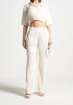 Mona - Pleated Cropped Shirt - Off White