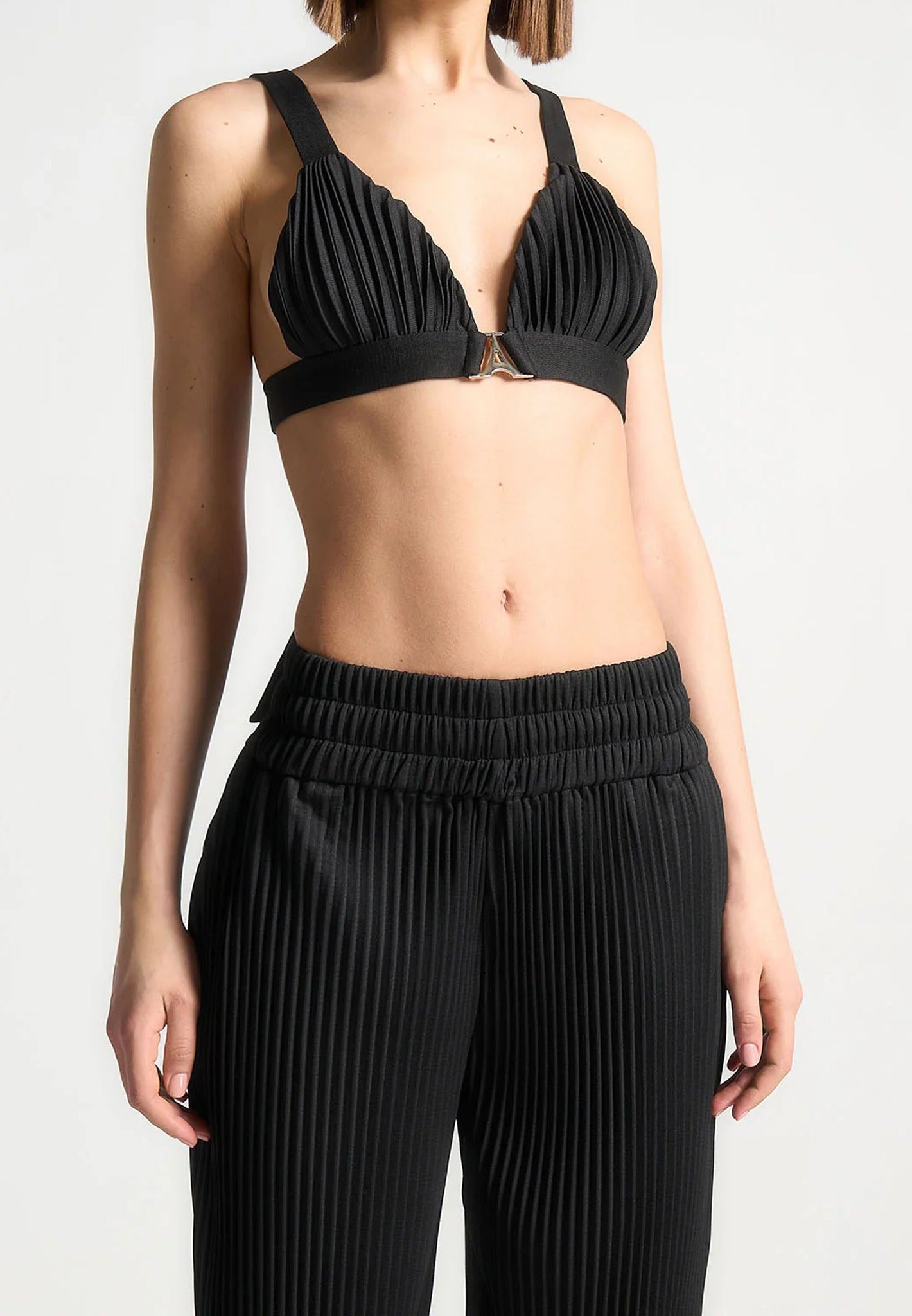 Pleated Eiffel Bralette - Black
