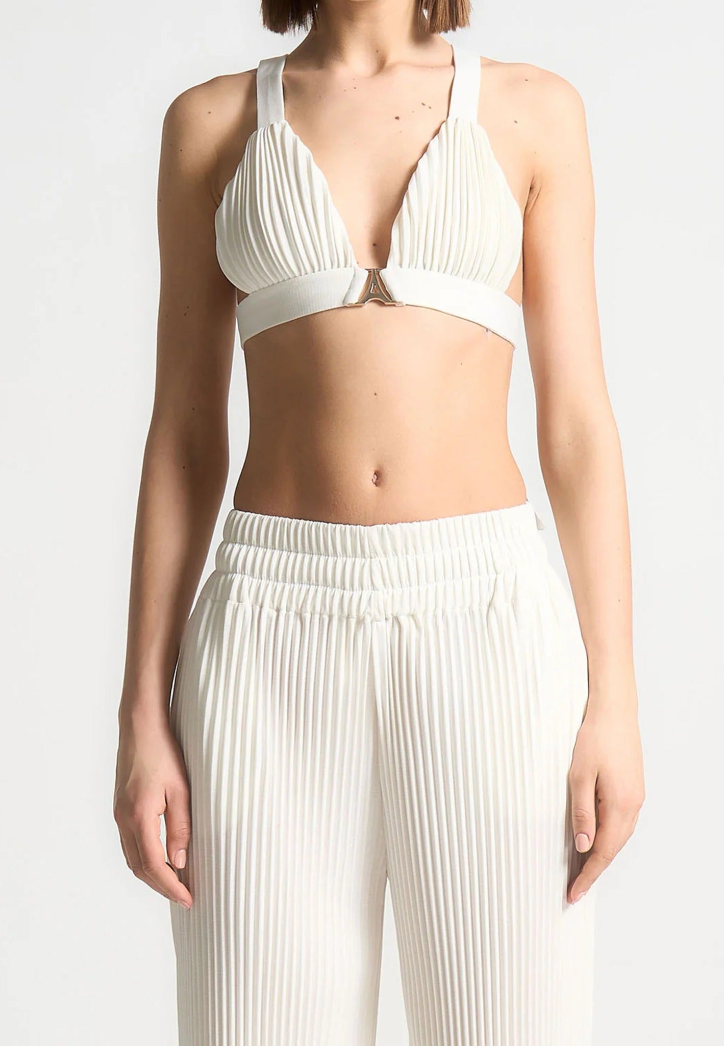Pleated Eiffel Bralette - Off White
