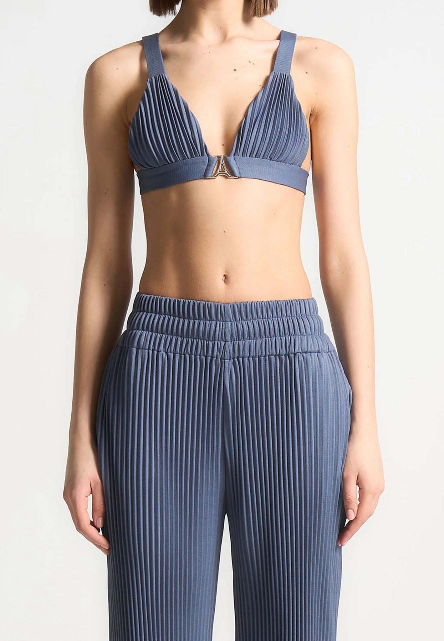 Pleated Eiffel Bralette - Steel Blue