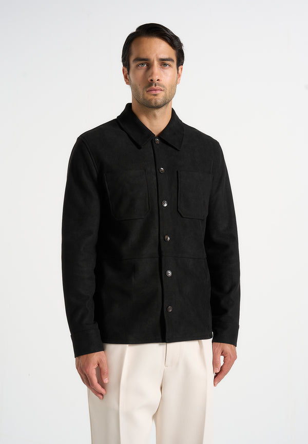 Thomas - Suede Long Sleeve Shirt - Black