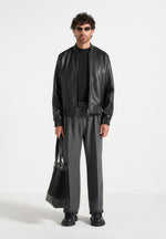 Pierre - Relaxed Fit Hatched Tailored Trousers - Grey