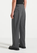 Pierre - Relaxed Fit Hatched Tailored Trousers - Grey