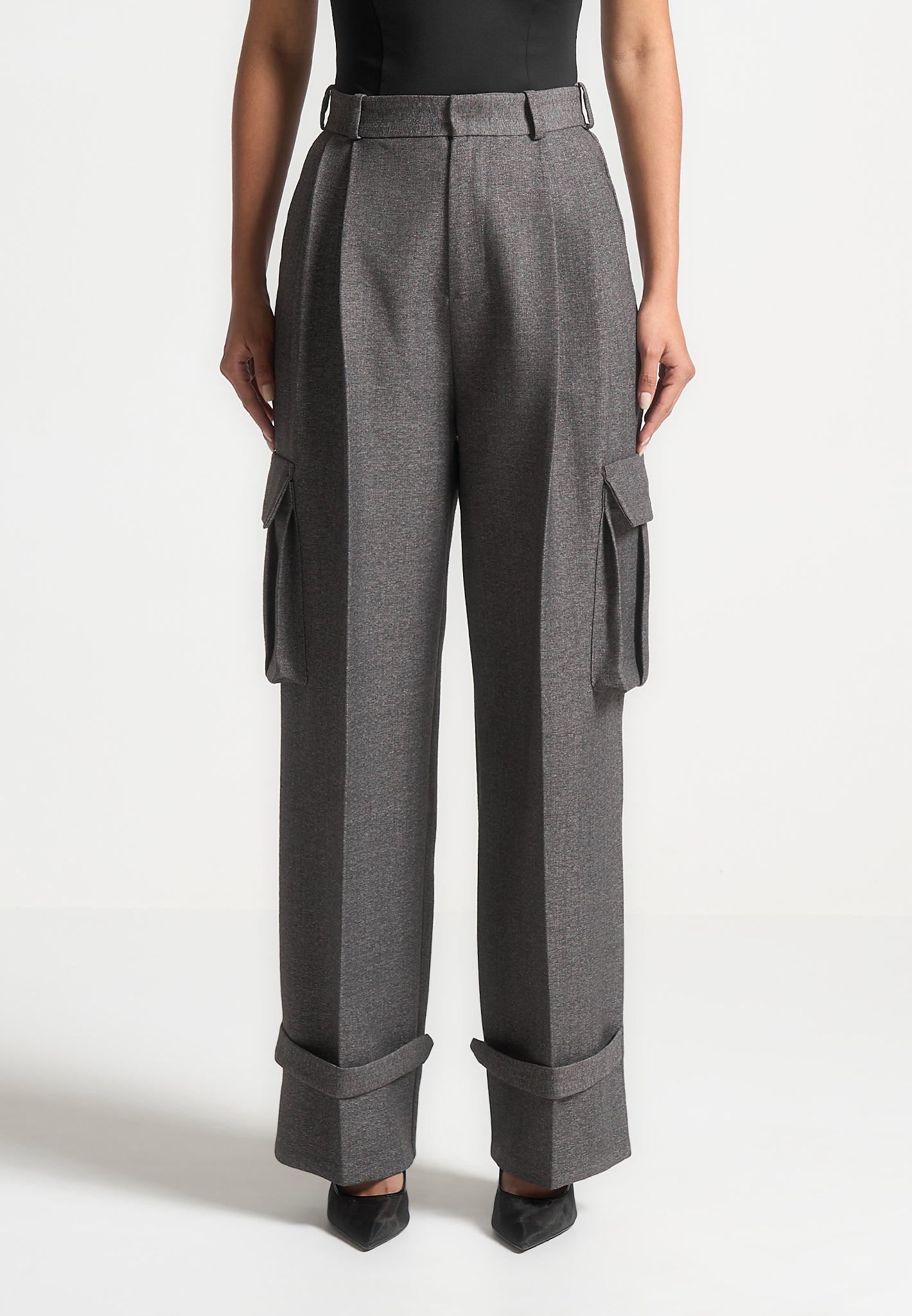 textured-tailored-pleated-cargo-trousers-grey-marl