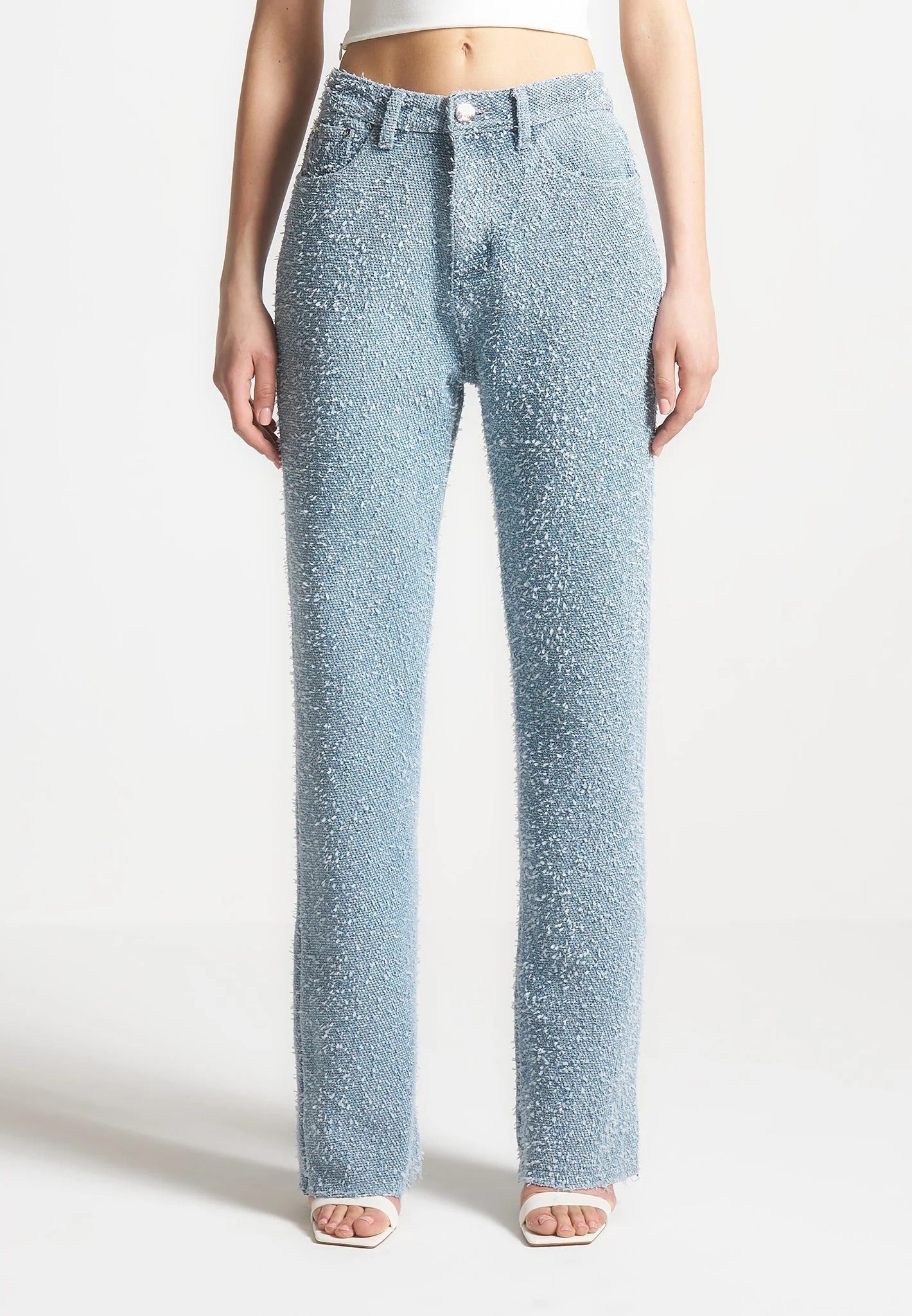Sara - Boucle Straight Leg Jeans - Light Blue