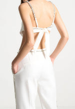 Eloise - Embellished Strap Handkerchief Top - White