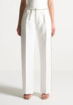 Patricia - Embellished Tailored Trousers - White