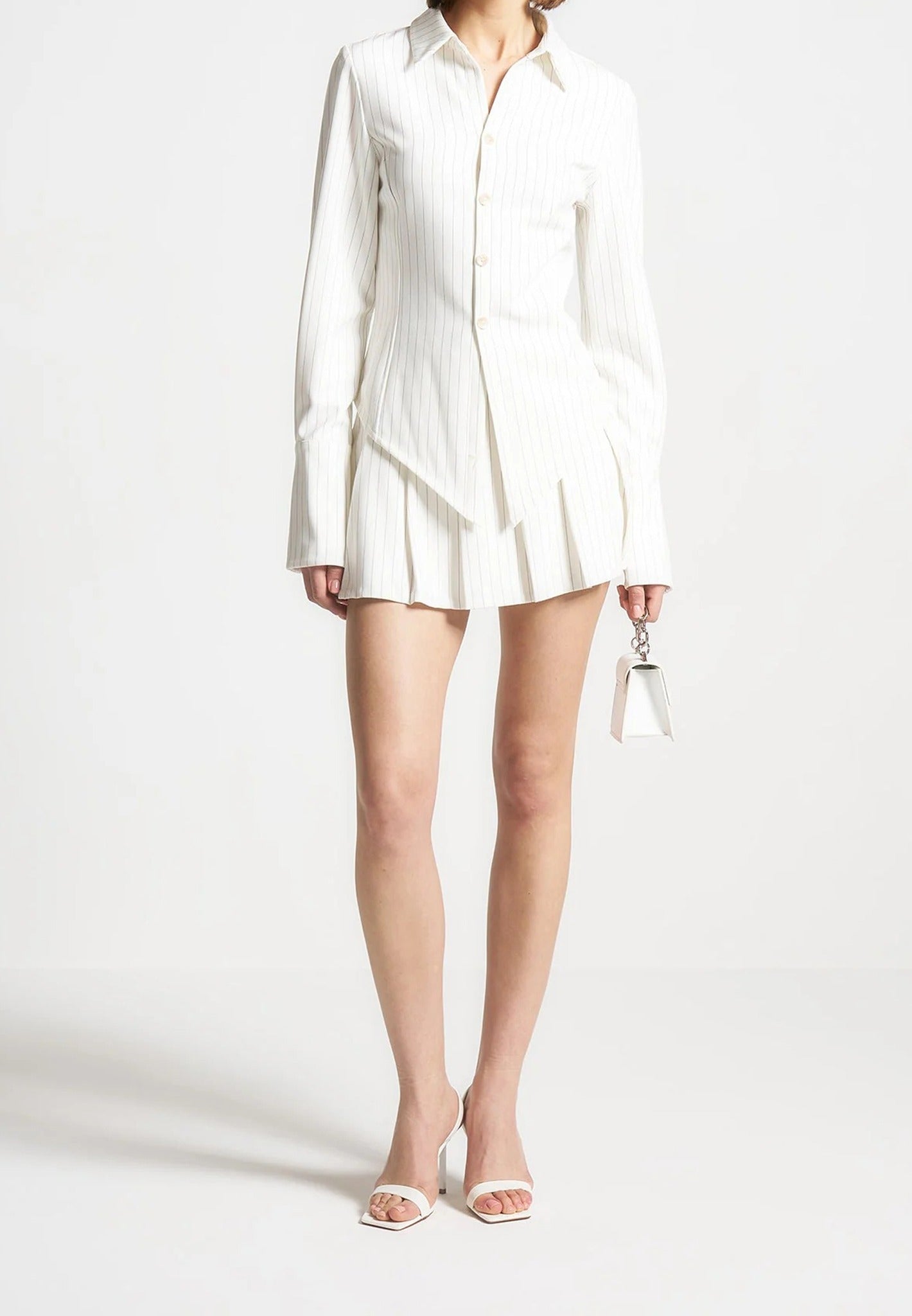 Sonia - Pinstripe Angled Shirt - White