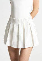 Rina - Pinstripe Pleated Skort - White