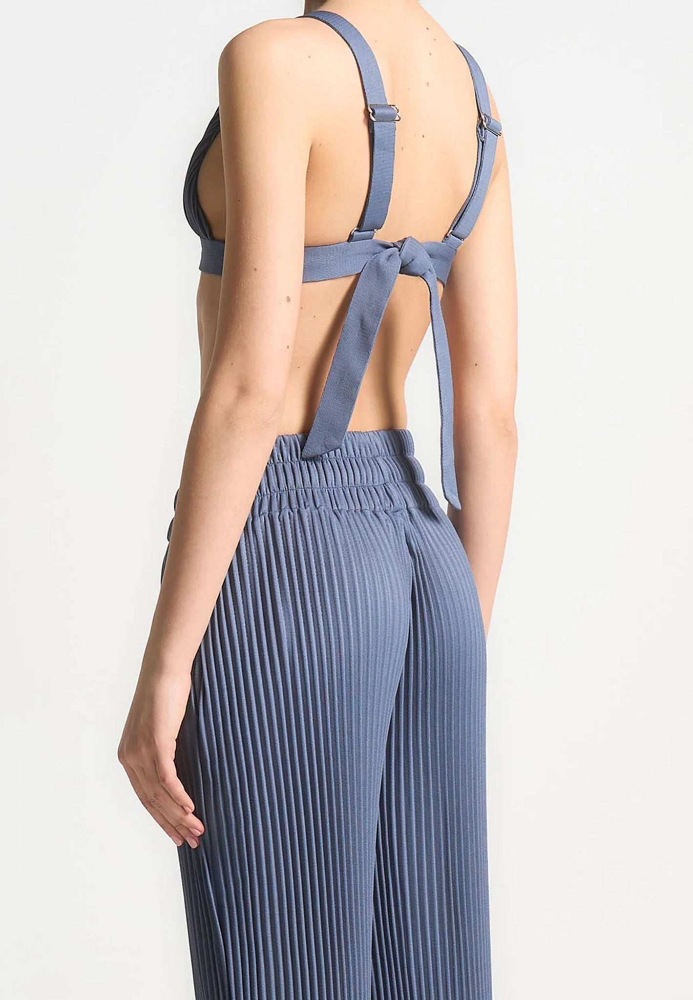 Pleated Eiffel Bralette - Steel Blue