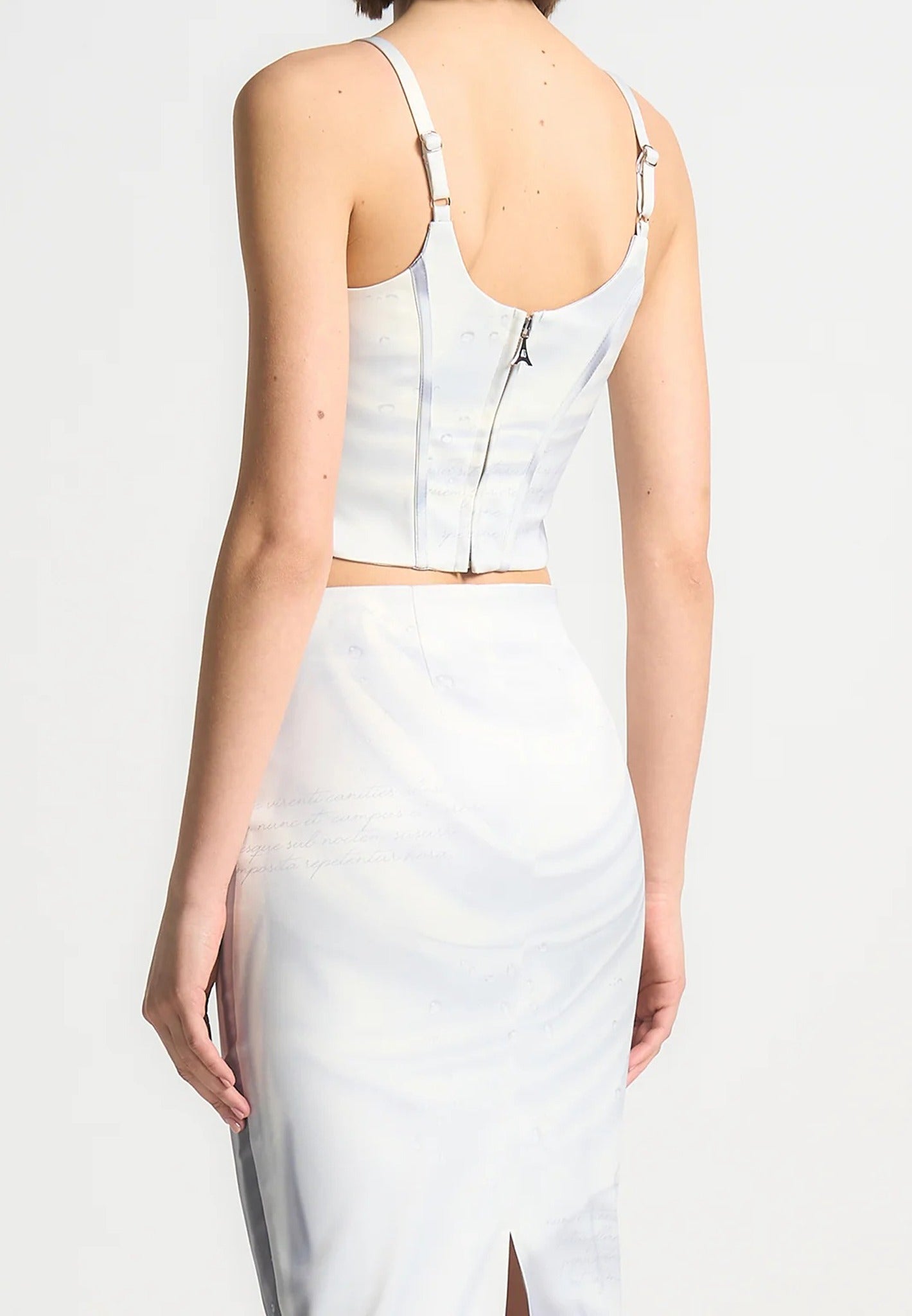 Satin Renaissance Body Print Corset Top - Off White