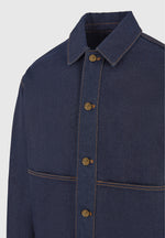 Damien - Denim Jacket with Back Pleat - Indigo