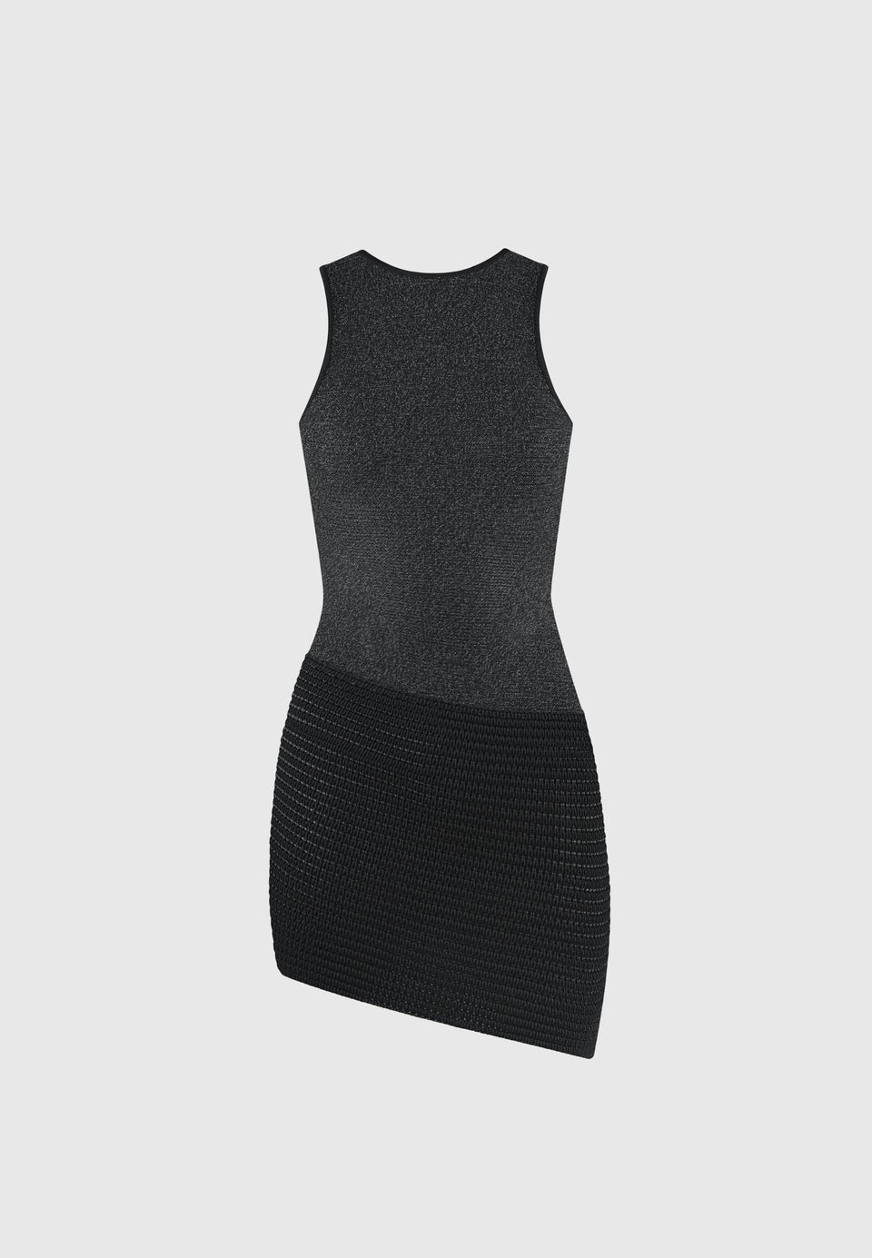 Asymmetric Knit Mini Dress - Black Marl