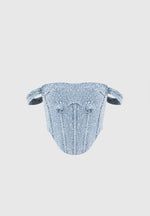 Bonnie - Boucle Denim Bardot Corset Top - Mid Blue