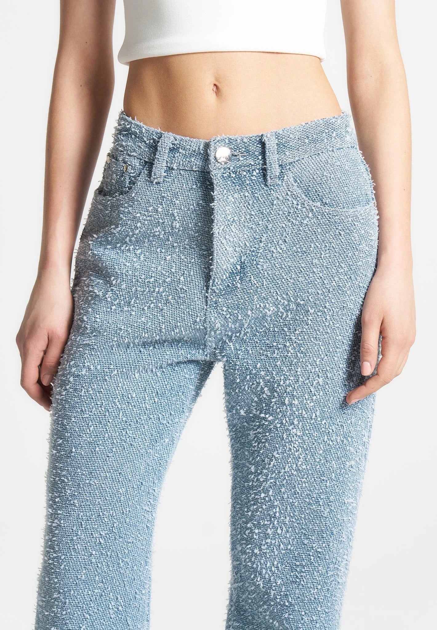 Sara - Boucle Straight Leg Jeans - Light Blue