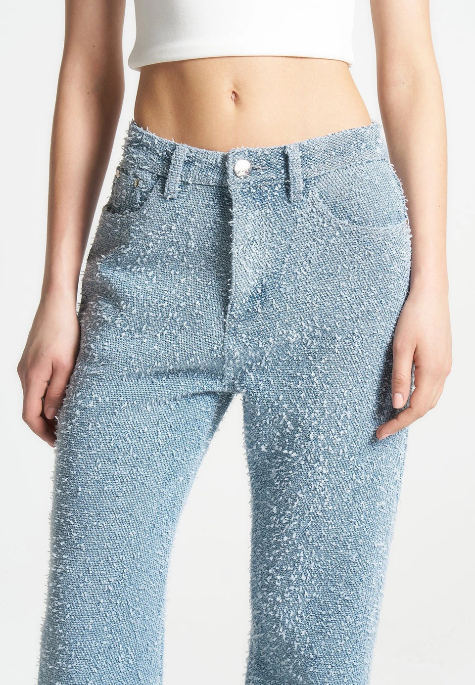 Sara - Boucle Straight Leg Jeans - Light Blue